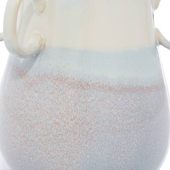 Set of 2 White Ceramic Farmhouse Vase, 12" x 10" x 9"